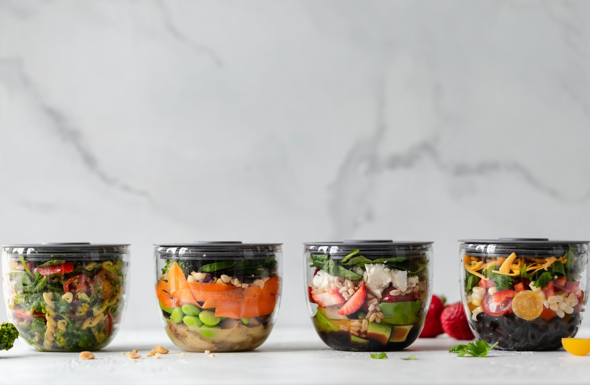 Nutritionist preparing balanced meal components